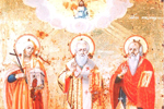 Η Αγία Βαρβάρα, ο Άγιος Αθανάσιος και ο Άγιος Χαράλαμπος από τον Ιερό Νάο Αγίας Βαρβάρας Αττικής