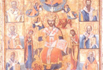 Η εικόνα του Ιησού Χριστού Ένθρονου μετά Αγίων από τον Ιερό Ναό της Αγίας Βαρβάρας Αττικής