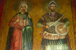 Η εικόνα της Αγίας Αικατερίνης και του Αγ. Μερκουρίου από τον Ιερό Ναό της Παναγίας Σκριπούς 