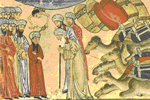 Εικόνα που αναπαριστά την επίδοση του Αχτιναμέ στους Μοναχούς της Ιεράς Μονής Σινά