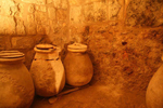 Earthenware jars used for storing  and preserving the olive oil