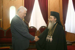Ο Μακαριώτατος υποδεχόμενος τον Πρόεδρο της Μολδαβίας κ. Vladimir Voronin 