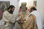 Ο Μακαριώτατος κατά την τέλεση της θ. Λειτουργίας