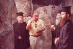 Mr. Mitropoulos explaining the procedure of the Chapel' s restoration