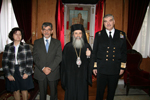 Ο Μακαριώτατος με τον κ. Καραμαλίκη και τον Γενικό Πρόξενο